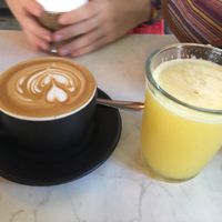 Coffee and orange juice at Choux Choux Cafe in Playa Del Carmen