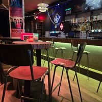 Some high chairs/tables at Backstage Vegan Kitchen in Rotterdam