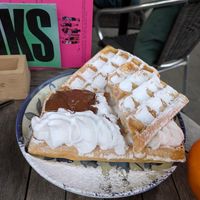 Chocolate waffles at Backstage Vegan Kitchen in Rotterdam