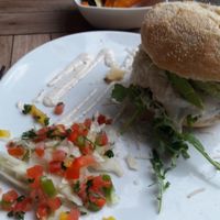 Burger and grilled veggies on the side at Wieck in Roermond