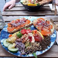 Carrot “lox” on toast  at Life Bar in Leuven