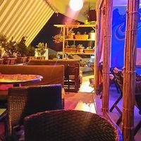 Aura balcony at night at Veggie Bar Aura in Prilep