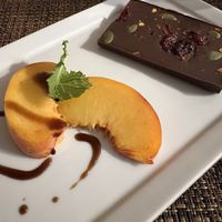 Post Meal nutrition, spiced chocolate with peaches  at Sun Belly Cafe in Greenville