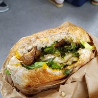 vegan burger with friarielli at Officina Vegana in Naples