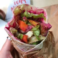 Wrap with Seitan, carrot, broccoli and red beete  at Officina Vegana in Naples
