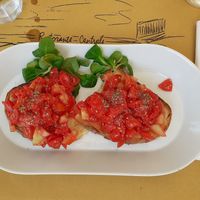 Brischette tomato and garlic at Pizza Restaurant Centrale in Stresa