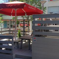 Outside seating (not much) at Vapiano in Lausanne