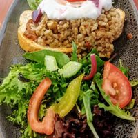 Veggie burger at Cafe Blue Gum in Monbulk