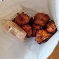 cauliflower fritters with spicy mayo at SoulPod Foods in Croydon