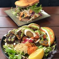 Soul bowl and tempeh Reuben sandwich at SoulPod Foods in Croydon