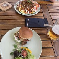 Seitan burger and Kapsalon  at Fryends in Brno