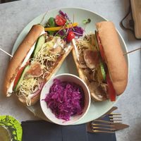 Baguette with hermelín cheesee  at Fryends in Brno