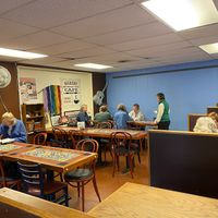 Eating area, between kitchen and book store. at Southland Books and Cafe in Maryville