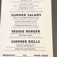 Menu at Two Tablespoons in Brooklyn