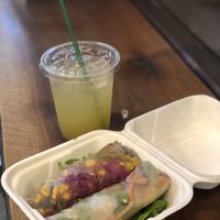 Summer rolls and peach lemonade  at Two Tablespoons in Brooklyn