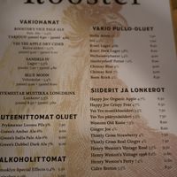 Beer menu at Cafe Rooster in Oulu