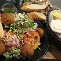 Falafel salad and fries at Cafe Rooster in Oulu
