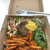 Naked vegan burger. Yum! at The Natural Choice Cafe in Penrith