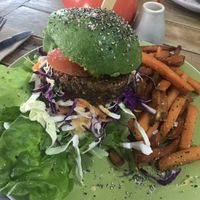 Vegan burger. Really nice I recommend  at The Natural Choice Cafe in Penrith