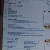 Menu at Cafe ArtySana in Valencia