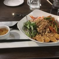 Vermicelli special with brown rice substituted for the noodles at An Chay in Edmonton