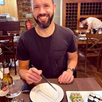 Mixture of sushi (vegan for me and fish for him)  at Sushi & Go in Portimao