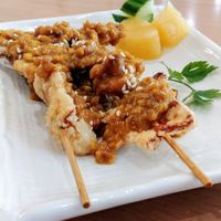 Oyster mushroom skewers  at Vegieria in Heatherton