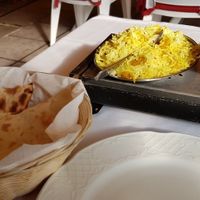 Vegetable curry and vegan Naan bread at Jaipur Indian Restaurant in Nerja