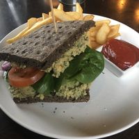 Hummus sandwich with fries at Gimle Cafe in Roskilde
