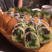 Roll with Wakame (seaweed salad) inside! at Sima Sushi in Kingston