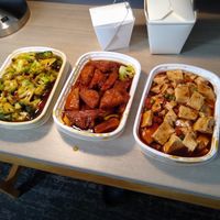 Broccoli in garlic sauce (yum), General Tso's "chicken" (double yum), and Ma Po Tofu (blah) at Evergreen in Hagerstown