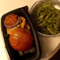 Vegan burger & edamame at Kuma's Corner in Schaumburg