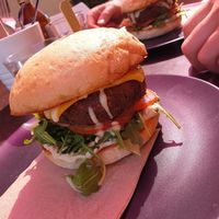 Lentil and chickpea burger at Wild Plum Kitchen in Tamborine Mountain