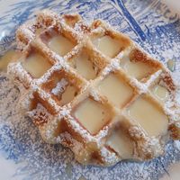 White chocolate waffle, PERFECT! at Charlotte's by De Brugsche Tafel in Bruges