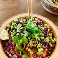Soba noodle bowl at a'a Roots Health Cafe in Lahaina