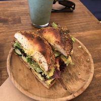 Bagel sandwich  at a'a Roots Health Cafe in Lahaina