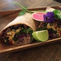 Warm, hearty breakfast burrito. at a'a Roots Health Cafe in Lahaina