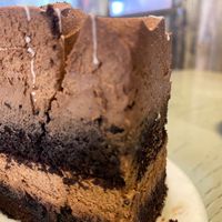 vegan chocolate mousse cake close up at VeggiEAT - Henderson in Henderson
