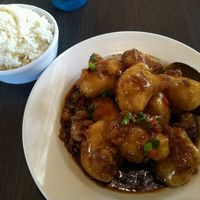 General Tso's cauliflower & side of rice. at VeggiEAT - Henderson in Henderson