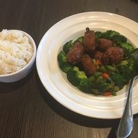 Korean BBQ Ribs and white rice at VeggiEAT - Henderson in Henderson