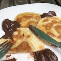 Vegan pancakes with chocolate spread at Wulbert's Cafe in Dresden