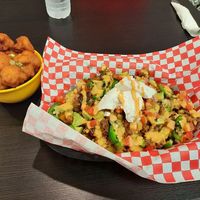 house wings (cauliflower) and nachos! at House of Flavor in Bayonne