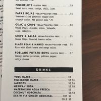 Menu at Chisme Cantina in San Francisco