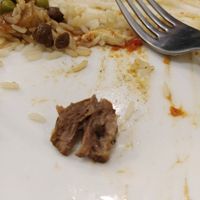 Soy dish with lamb meat. NOT VEGETARIAN. at Fenicia Vegetaria in Barcelona