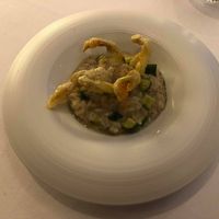 Risotto with zucchini flowers  at Etude in Paris