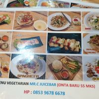 Food menu at Mr C Juicebar in 