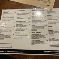Food menu  at Tippler's Tap in South Brisbane
