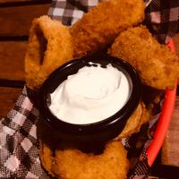 Onion rings with vegan aioli  at Tippler's Tap in South Brisbane