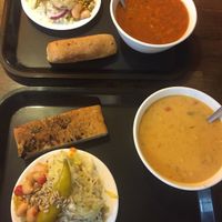 Soup with bread and salad  at Soppa & Sunt in Gothenburg
