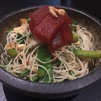 ‘Tuna’ watermelon salad. Looked good but very average & undercooked. Not worth $26. at Green Man's Arms in Carlton